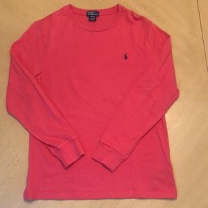Boys Large Salmon Polo Long Sleeve Shirt